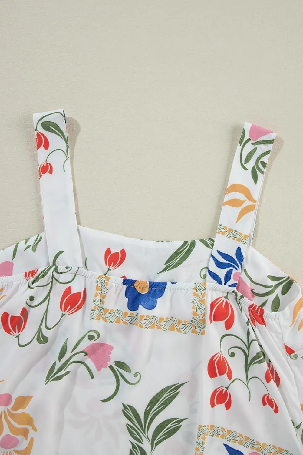 Womens Boho Floral Y2k Summer 2 Piece Outfits Square Neck Tank Pants 2 Piece Sets For Women Summer