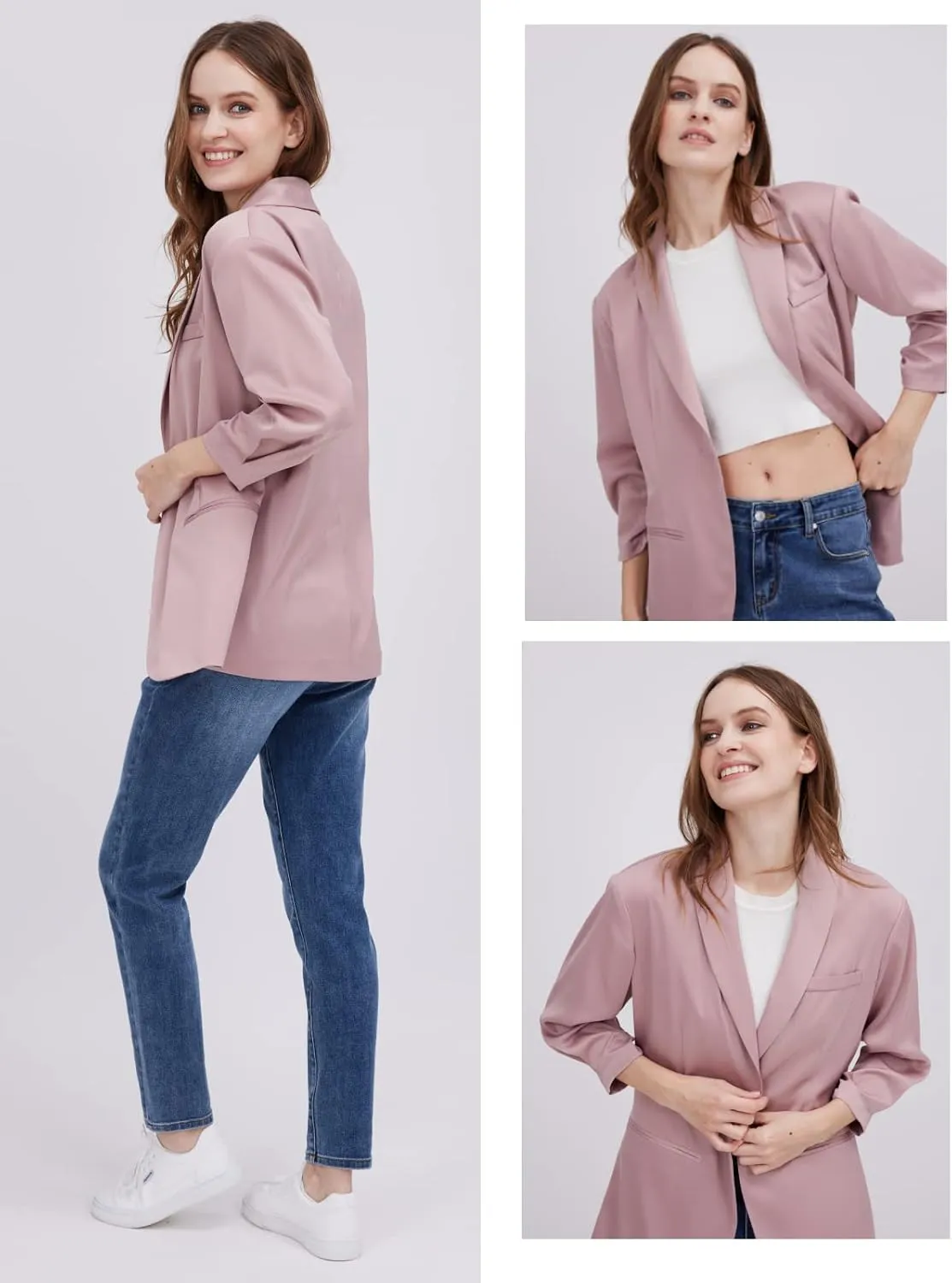 Womens Casual Open Front Long Sleeve Oversized Blazers Work Office Jackets Blazer