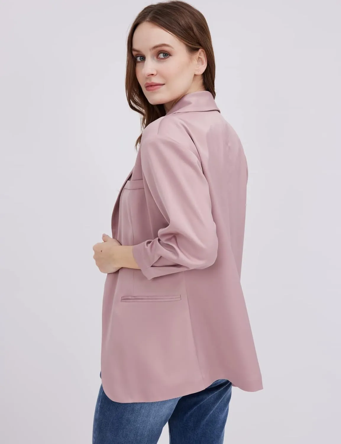 Womens Casual Open Front Long Sleeve Oversized Blazers Work Office Jackets Blazer