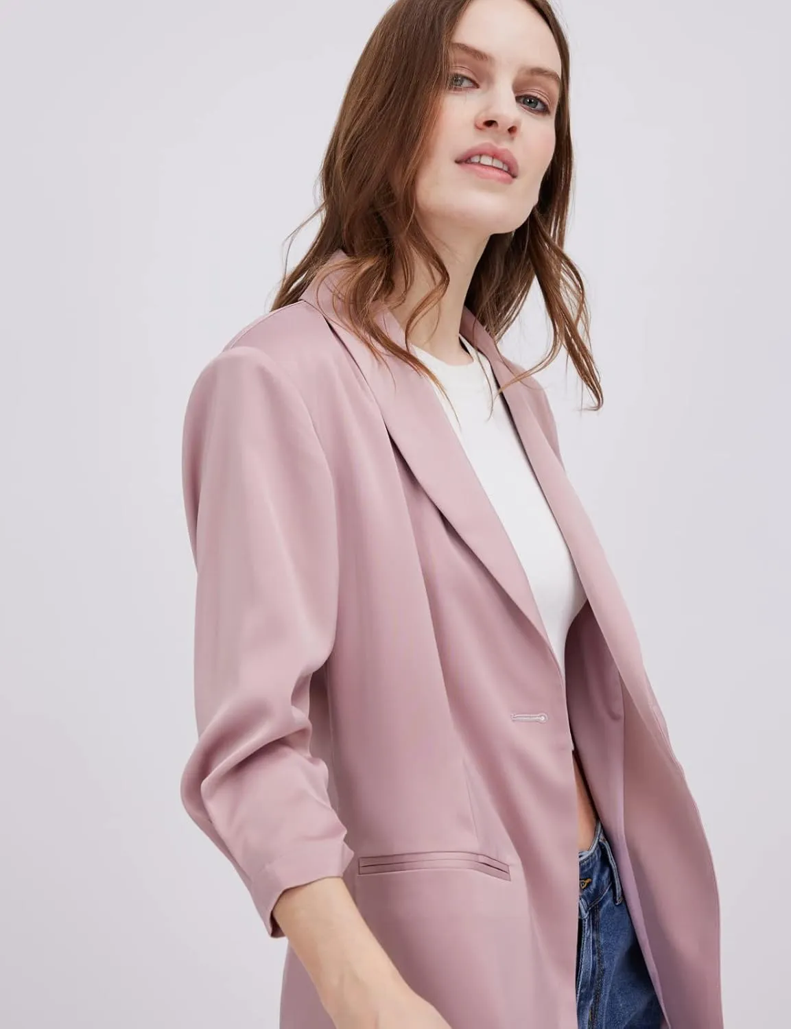 Womens Casual Open Front Long Sleeve Oversized Blazers Work Office Jackets Blazer