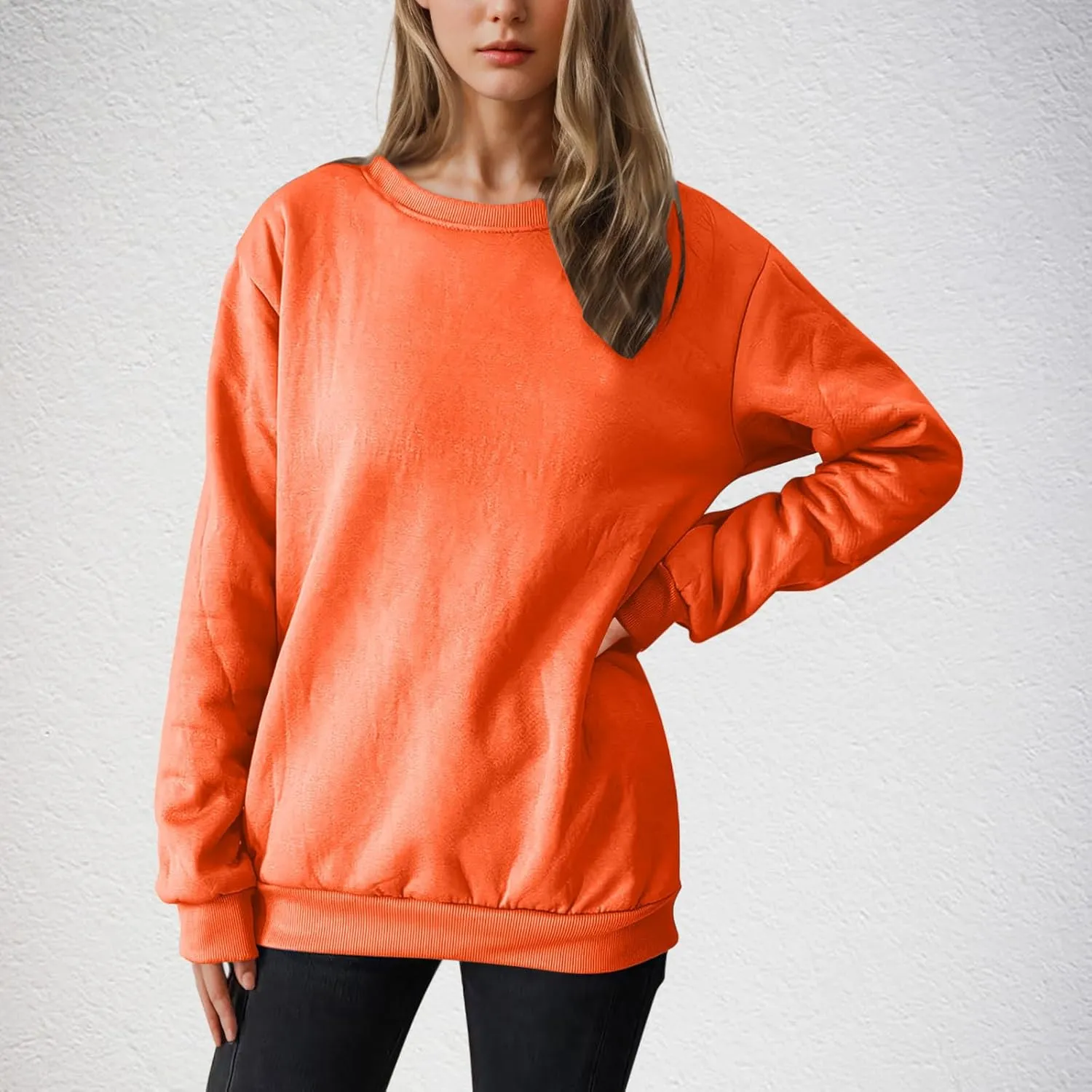 Women's Crewneck Sweatshirts Sherpa Lined Winter Tops Thicken Warm Pullover Sweatshirt Long Sleeve Thermal Shirts