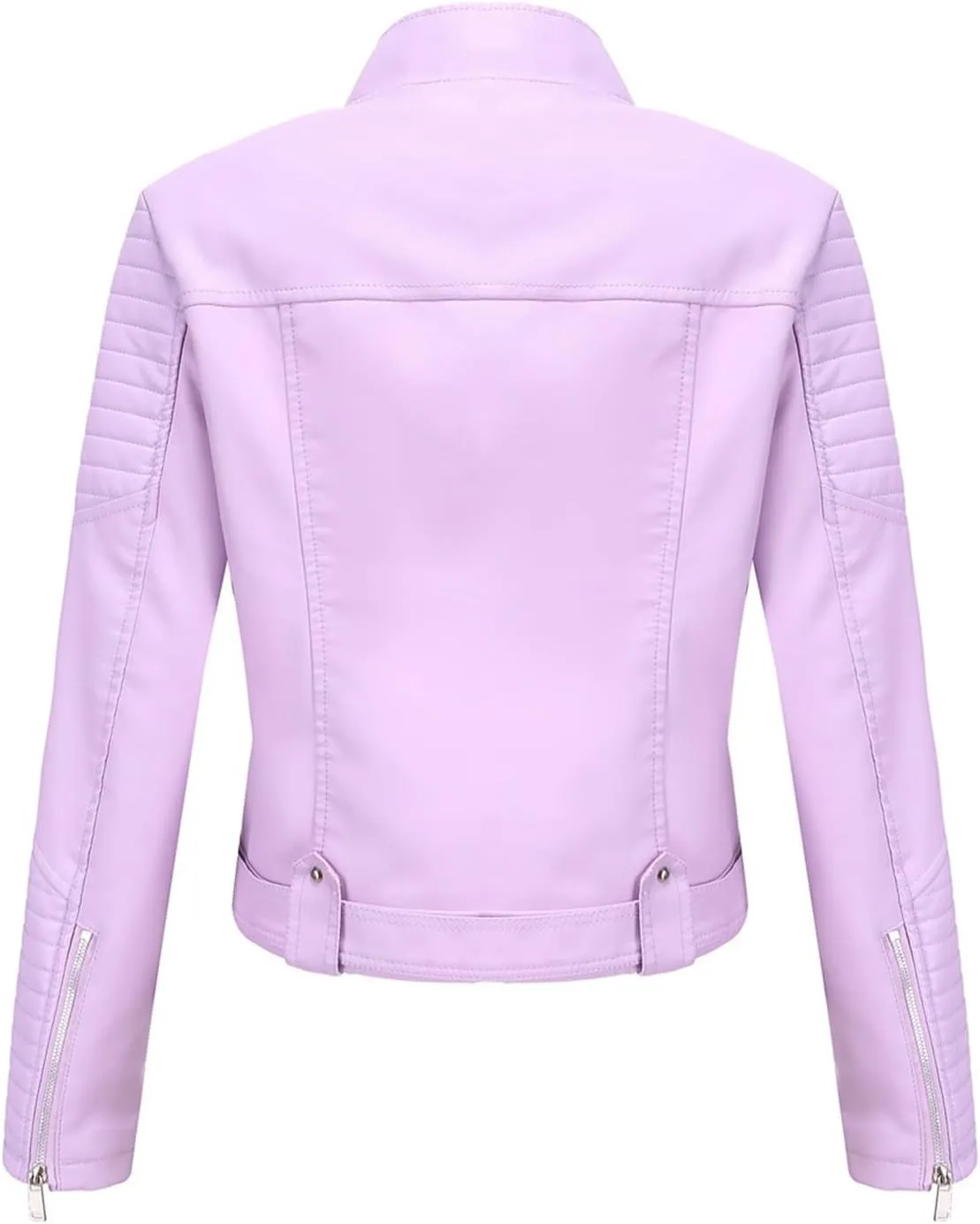 Women's Faux Leather Moto Biker Short Coat Jacket Zip Up Motorcycle Short PU Moto Biker Outwear Fitted Slim Coat