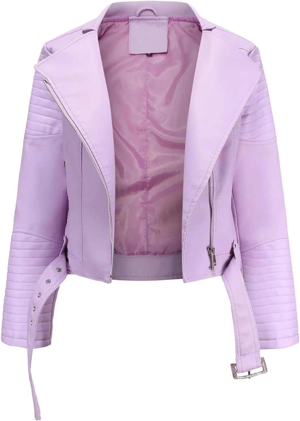 Women's Faux Leather Moto Biker Short Coat Jacket Zip Up Motorcycle Short PU Moto Biker Outwear Fitted Slim Coat