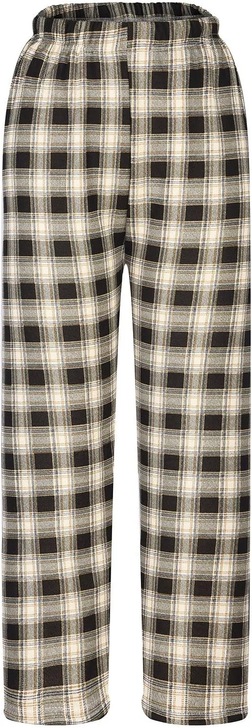 Women's Fleece Lined Thermal Pants Yoga Straight Leg Winter Trousers High Waisted Thick Thermal Leggings Plaid Pants