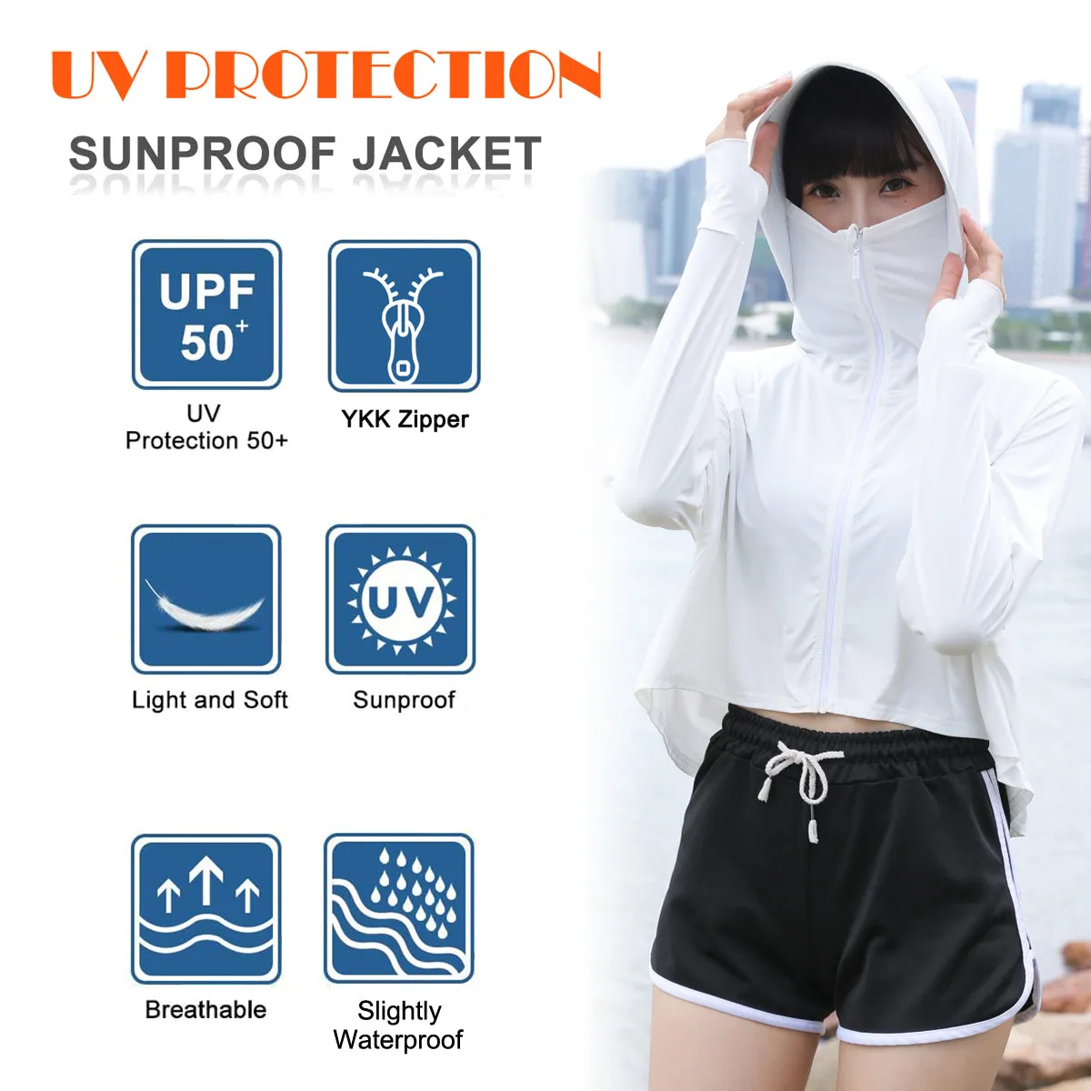 Women's Hooded UV UPF50  Sun Protection Jacket