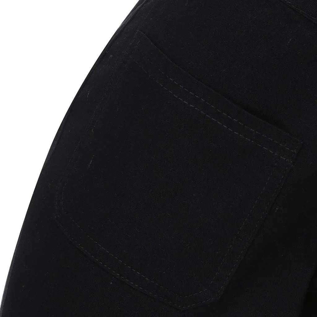 Womens Jeans Up Mid Pants Waisted Trousers Jeans Lace Poket Denim Women's Jeans Jeans for Women Trendy Black Pants