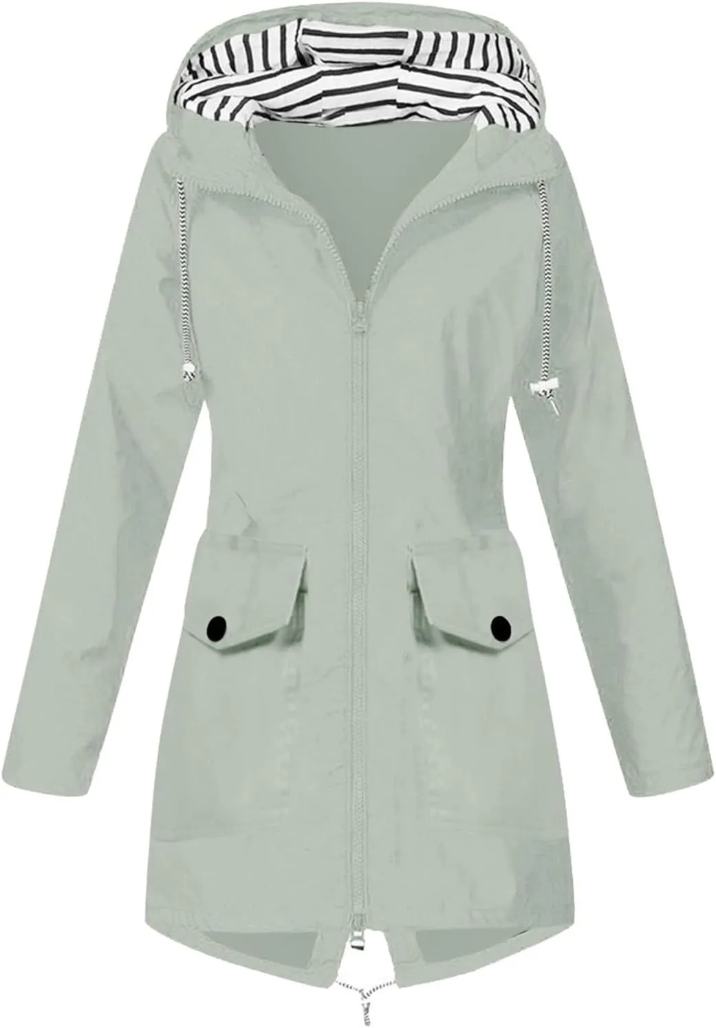 Women's Long Hooded Rain Jacket Outdoor Hiking Raincoat Raincoat Windbreaker Lightweight Hooded Jackets Trench Coats