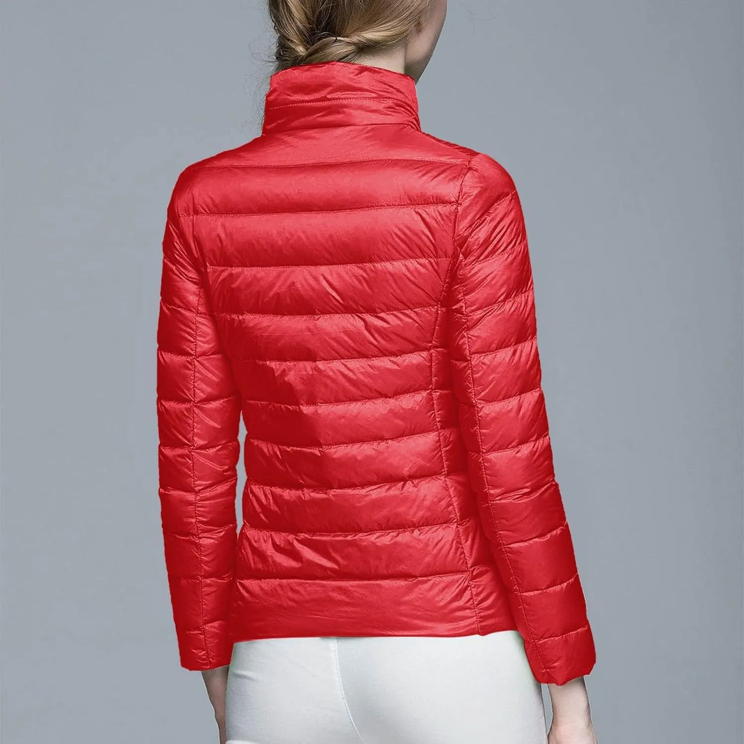 Women's Plus Size Lightweight Puffer Jacket Packable Winter Warm Quilted Bubble Coat Waterproof Windproof Collared