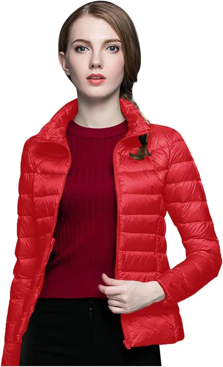 Women's Plus Size Lightweight Puffer Jacket Packable Winter Warm Quilted Bubble Coat Waterproof Windproof Collared