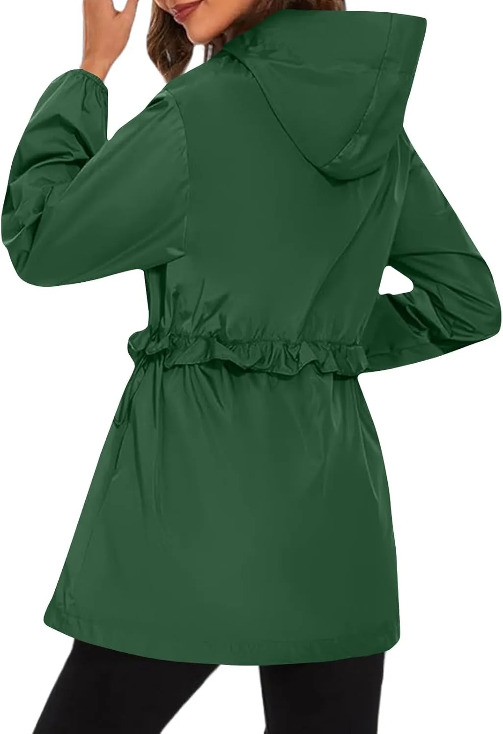 Womens Rain Jacket with Hood Lightweight Packable Waterproof Jackets Long Sleeve Windbreaker Rain Coats with Pockets