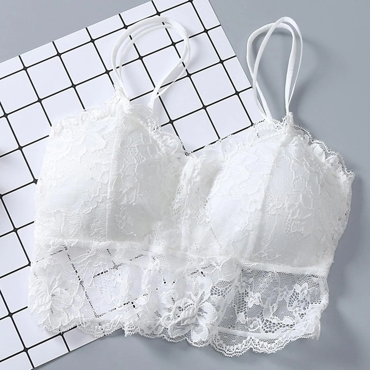 Women's Sexy Underwear Daily French Floral Lace Bralette Lightweight Elastic Night Sleep Lightweight Lounge Lingerie