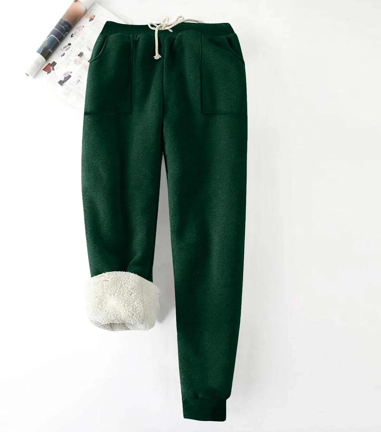 Women's Sherpa Lined Sweatpants with Pockets Winter Warm Jogger Sweatpants Athletic Fleece Lined Pants