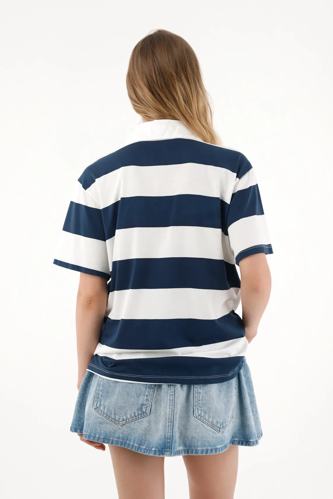 Women's striped polo shirt