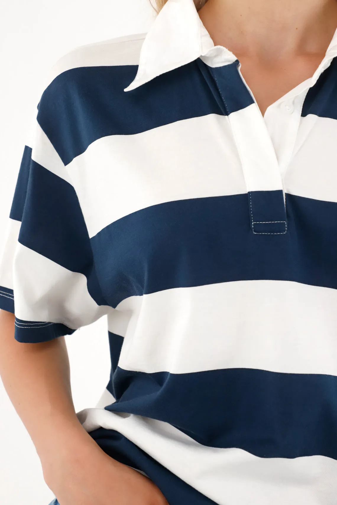 Women's striped polo shirt