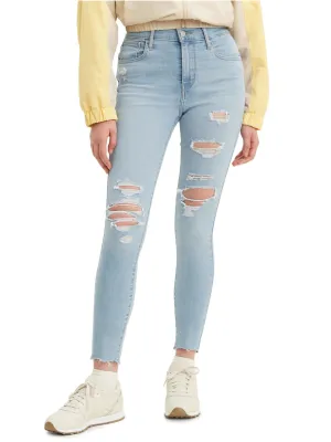 Women's Super Skinny Ripped Jeans,Light Blue