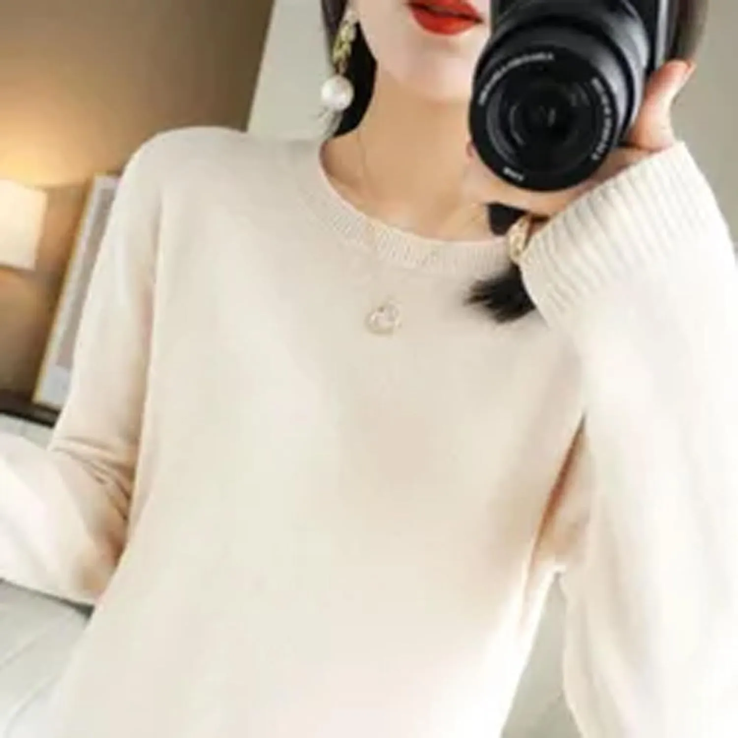 Womens Sweaters Casual Long Sleeve Crewneck Lightweight Knit Pullover Fall Fashion Solid Color Blouse Tops 2024