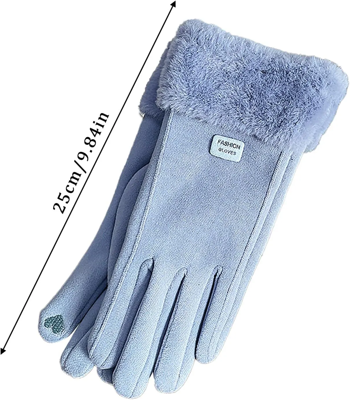 Women's Warm Suede Touchscreen Texting Gloves Winter Thicken Pluffy Driving Gloves (Beige, One Size)