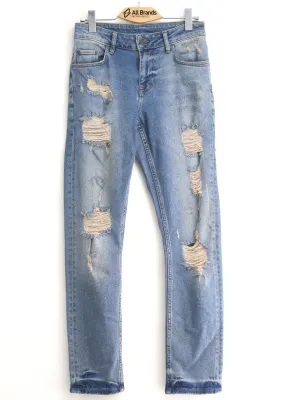 Women's Washed Ripped Jeans,Blue