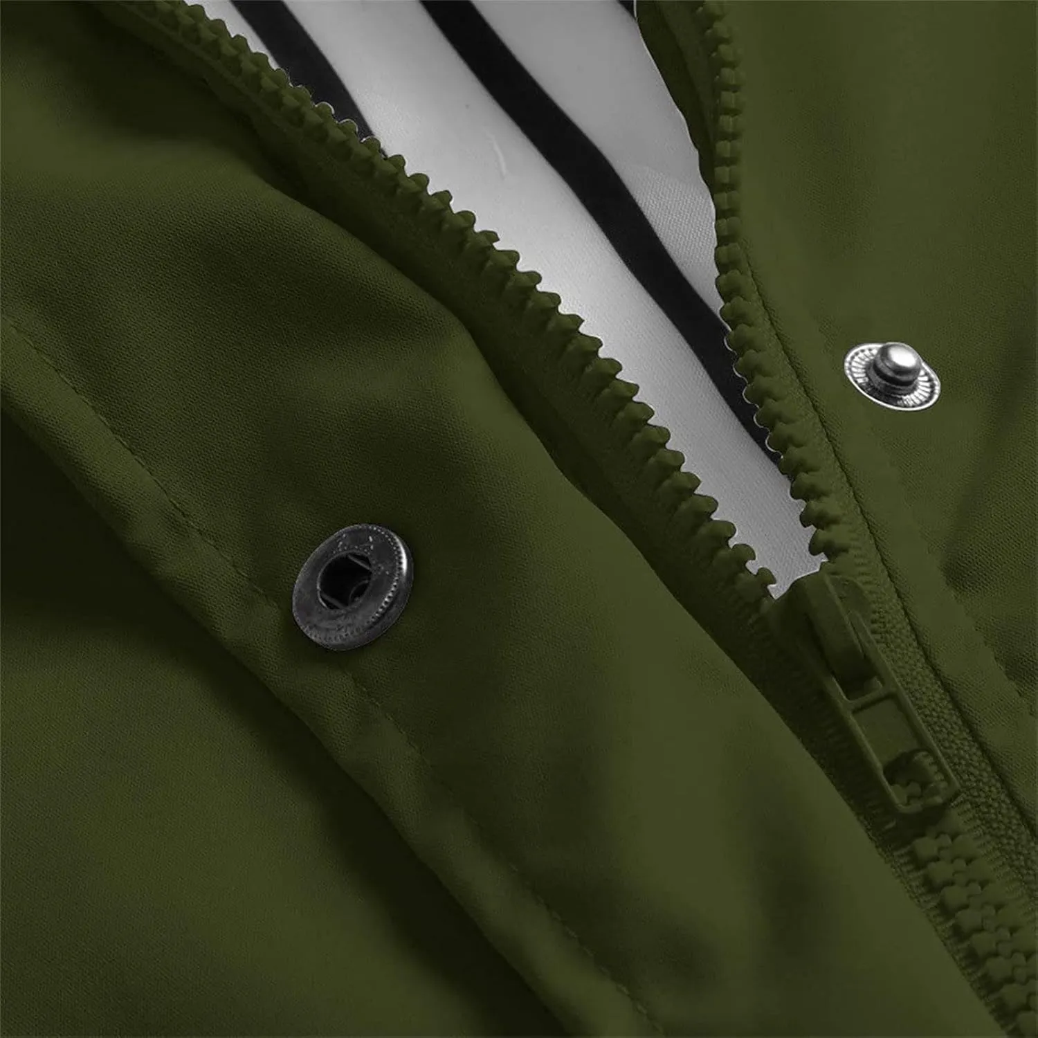 Womens Waterproof Jacket Striped Lined Hooded Lightweight Raincoat Active Outdoor Rain Jacket