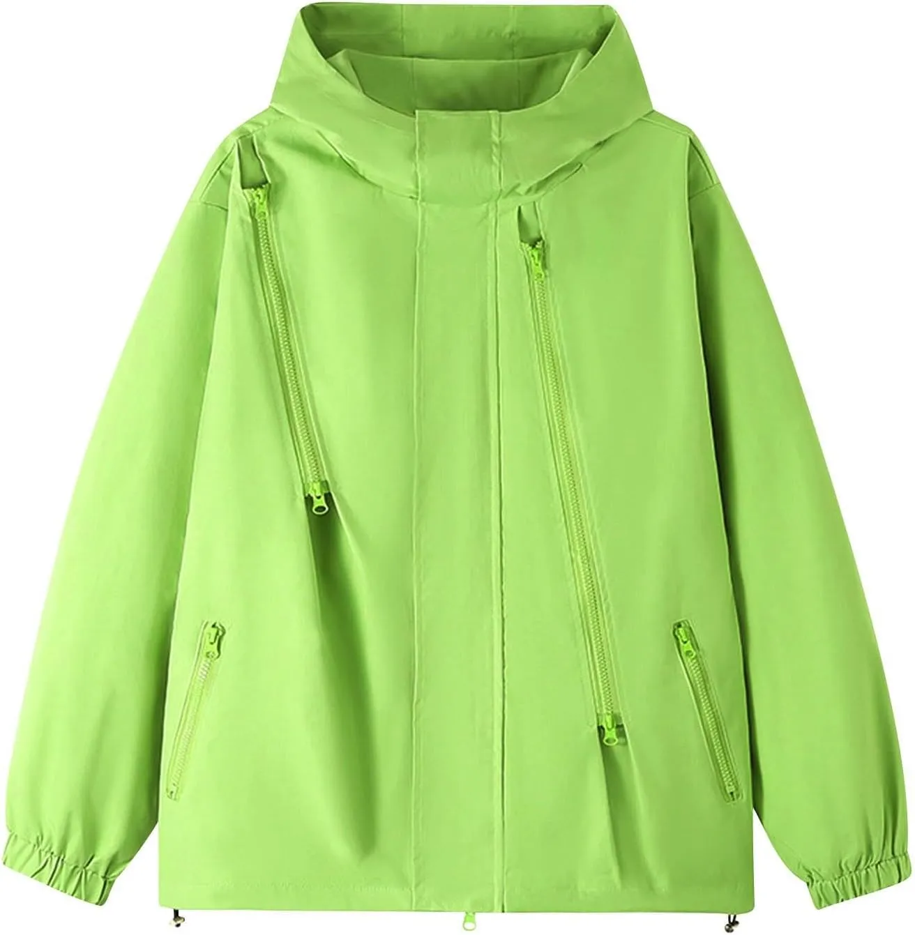 Women's Waterproof Rain Jacket Lightweight Breathable Raincoat Oversize Hooded Hiking Jacket Softshell Windbreaker