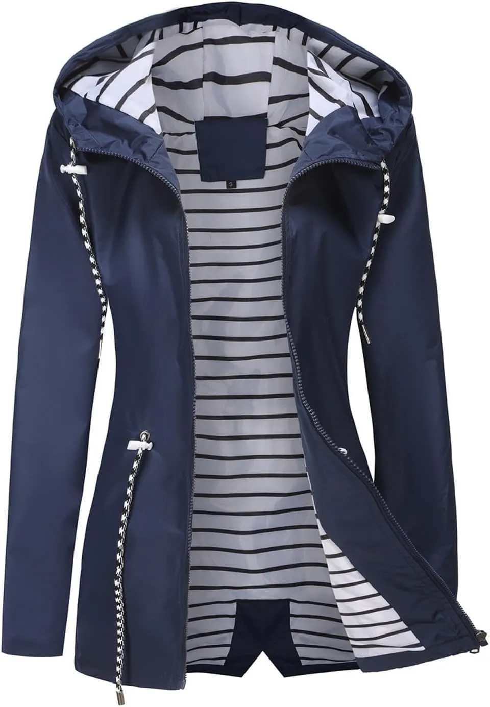 Women's Waterproof Raincoats with Hood Lightweight Zip Up Windbreaker Trendy Rain Jackets Outdoor Hiking Trench Coats