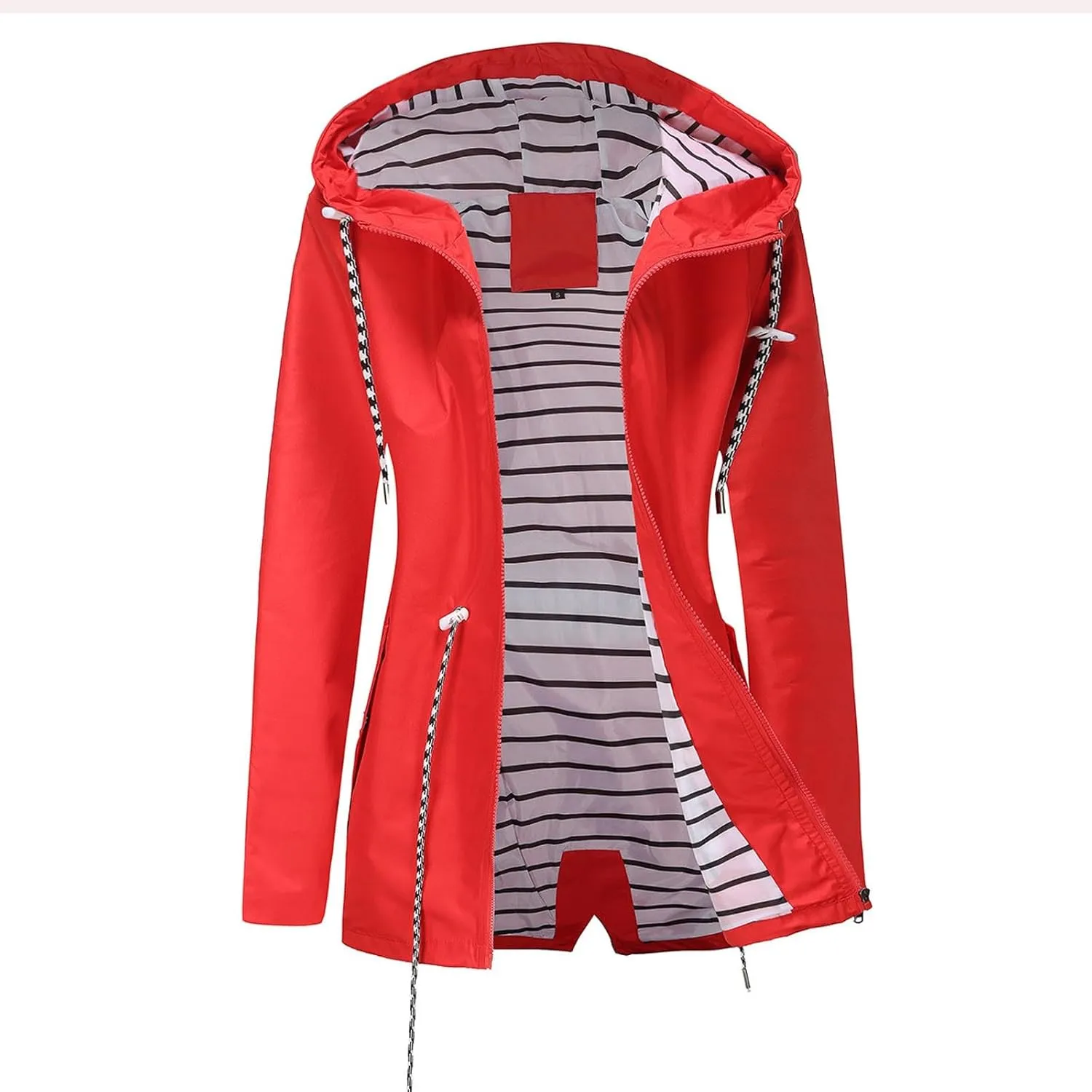 Women's Waterproof Raincoats with Hood Lightweight Zip Up Windbreaker Trendy Rain Jackets Outdoor Hiking Trench Coats