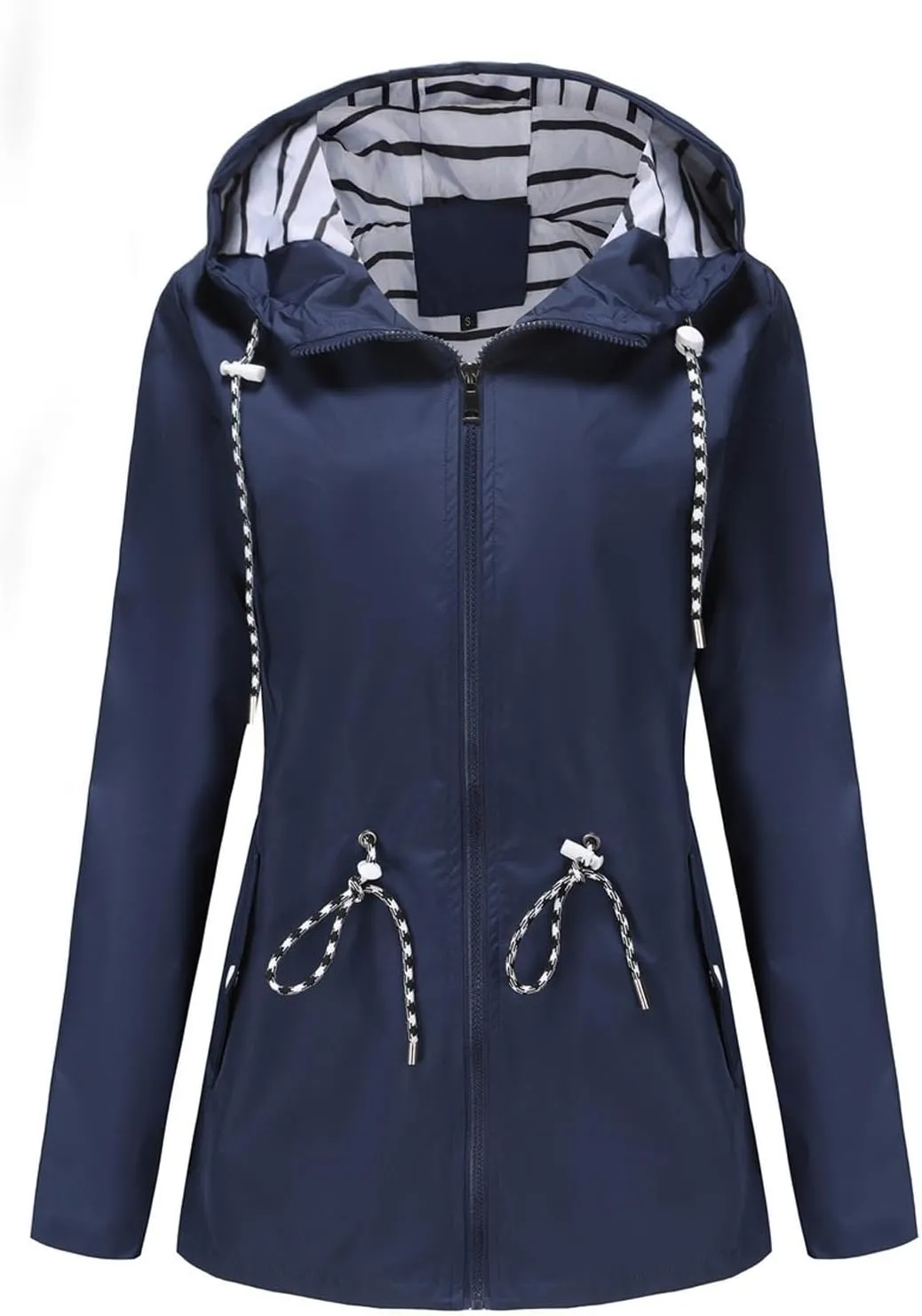 Women's Waterproof Raincoats with Hood Lightweight Zip Up Windbreaker Trendy Rain Jackets Outdoor Hiking Trench Coats