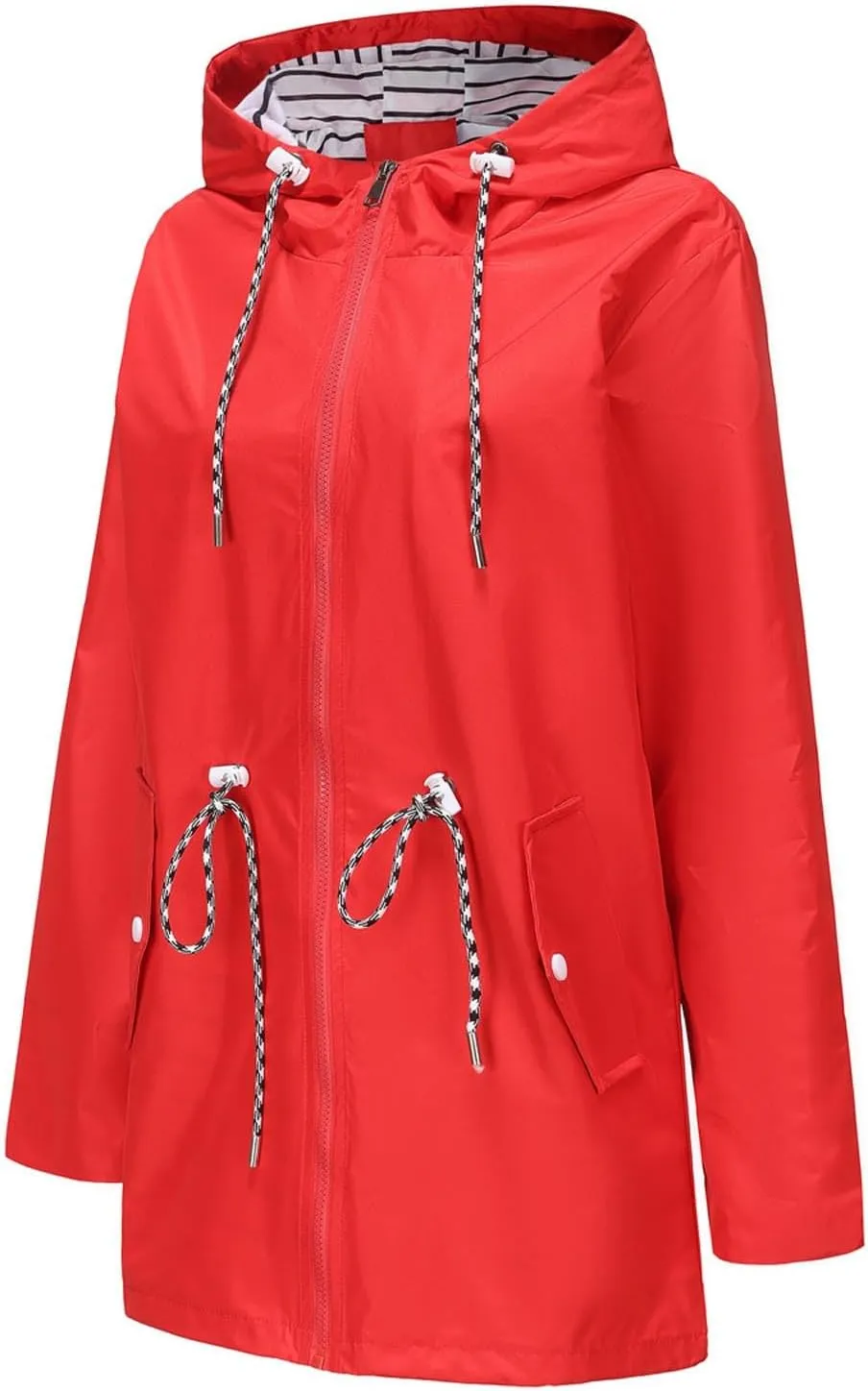 Women's Waterproof Raincoats with Hood Lightweight Zip Up Windbreaker Trendy Rain Jackets Outdoor Hiking Trench Coats