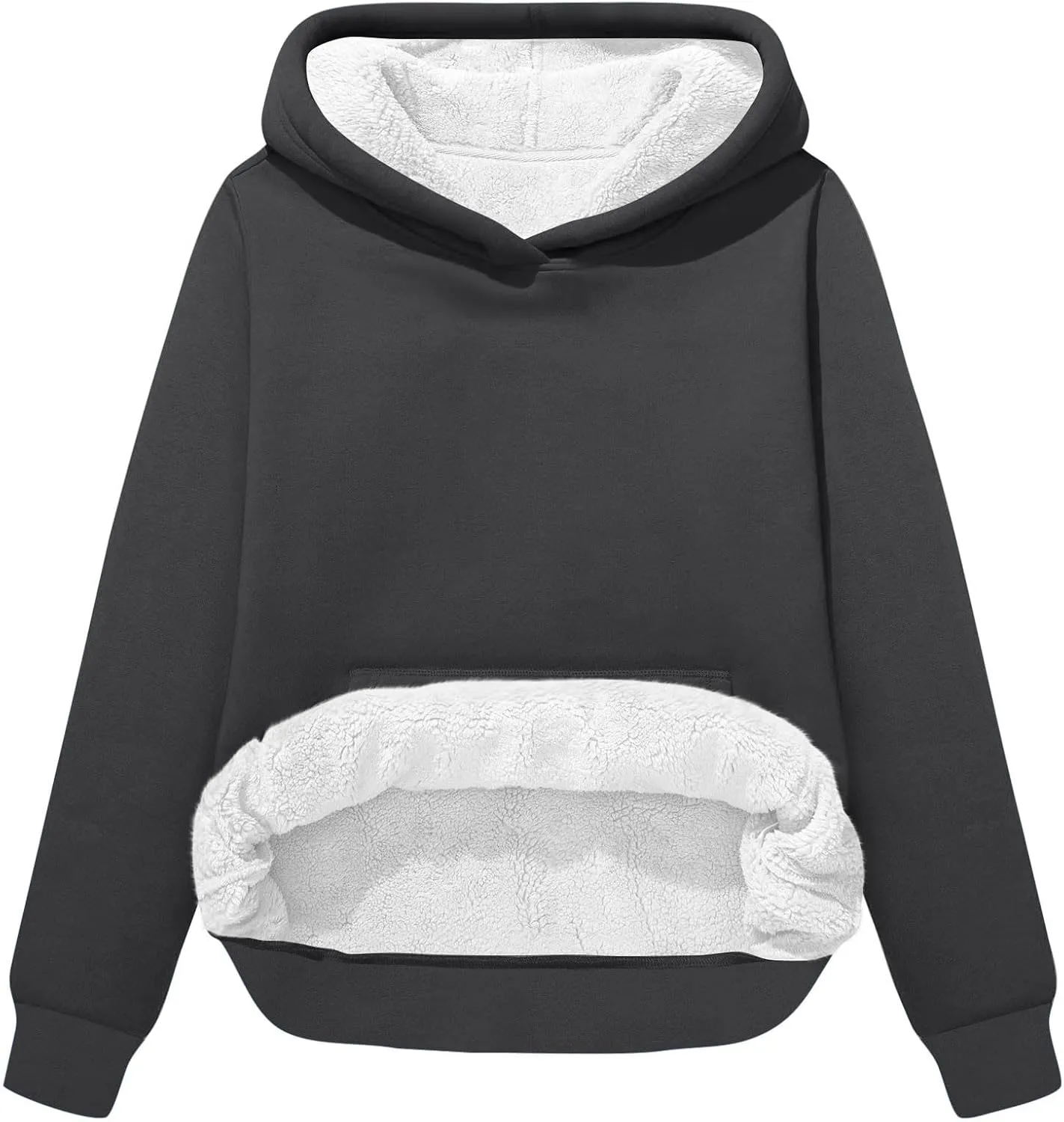 Womens Winter Fleece Hoodies Sherpa Fleece Lined Pullover Solid Color Casual Fashion Oversized Thick Fleece Sweatshirt
