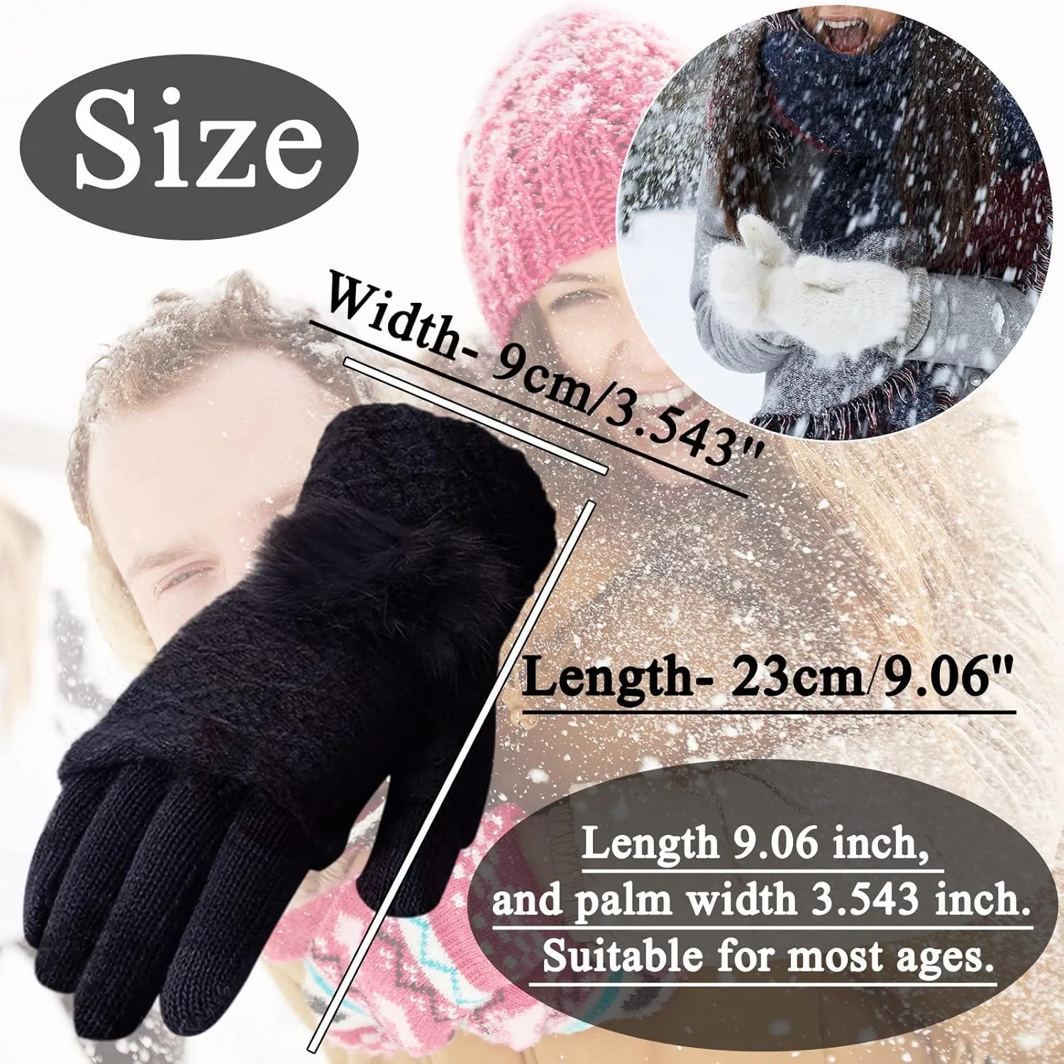 Women's Winter Gloves Touchscreen Texting Knit Glove Elastic Thermal Warm for Cold Weather Thermal Gloves Men