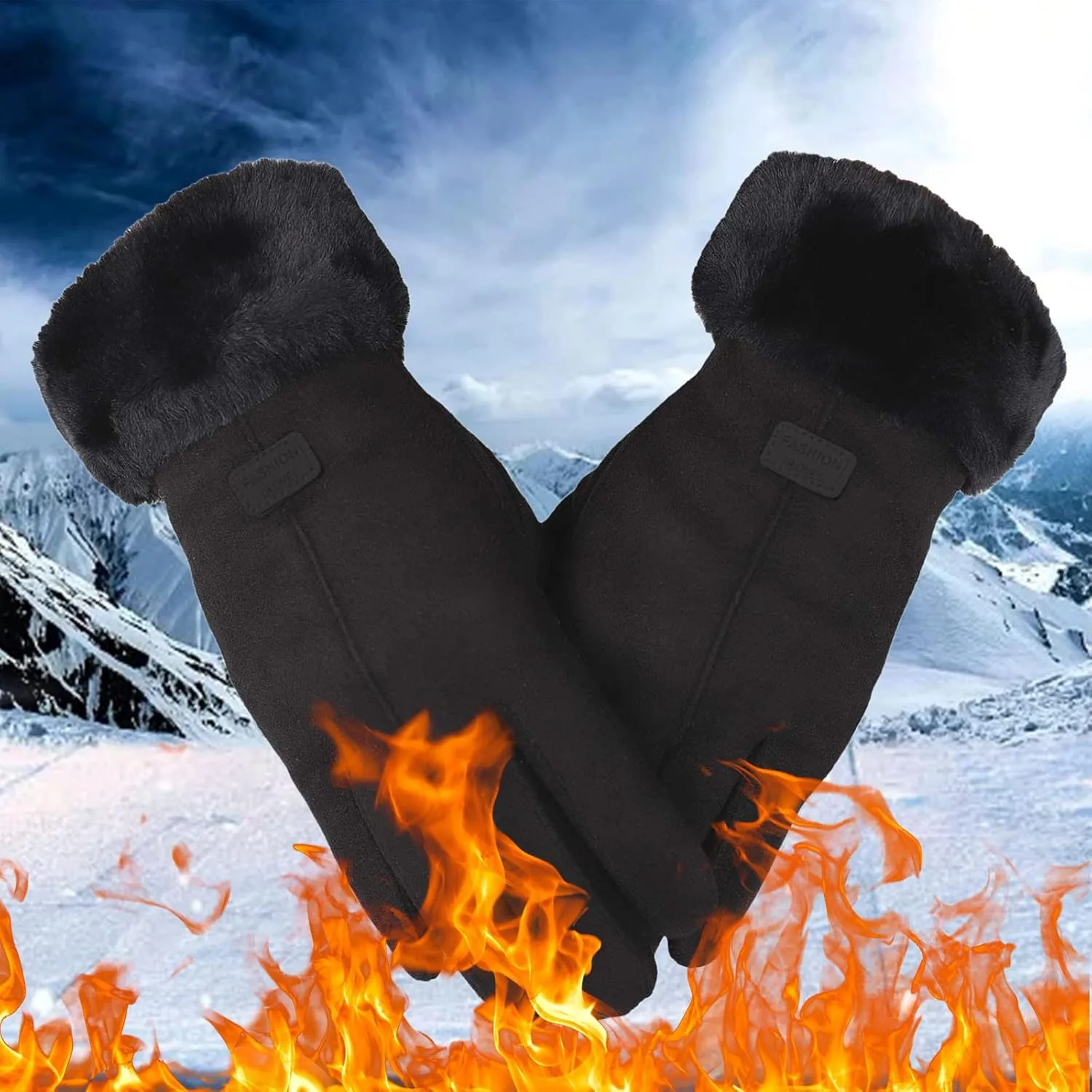 Womens Winter Touchscreen Gloves Warm Lined Plush Touchscreen Texting Thermal Glove Solid Dress Gloves