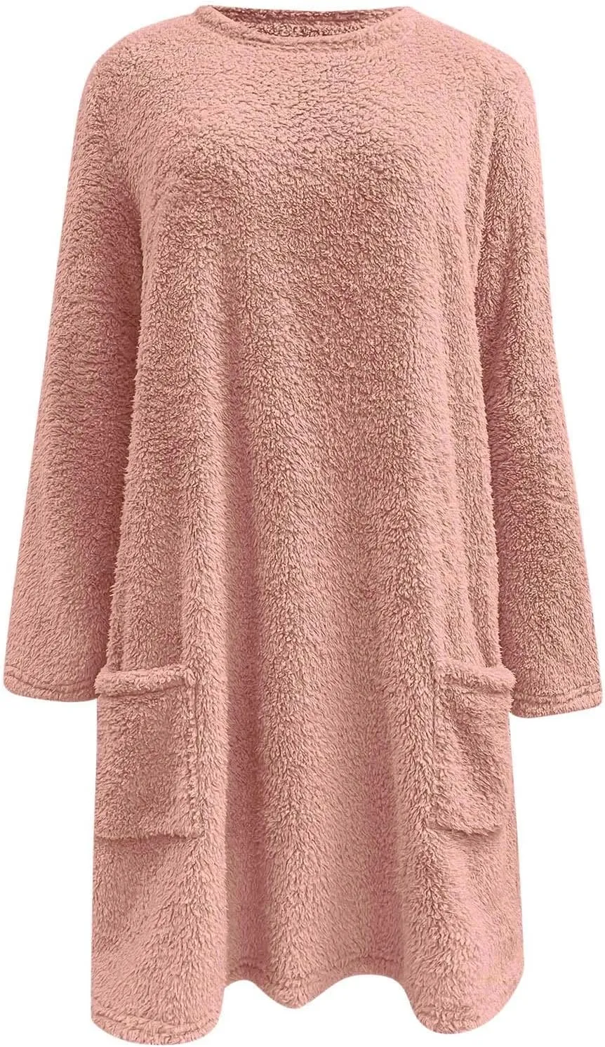 Women's Winter Warm Fleece Lined Sweatshirt, Oversized Fuzzy Outerwear, Long Sleeve Sherpa Tunic Tops with Leggings