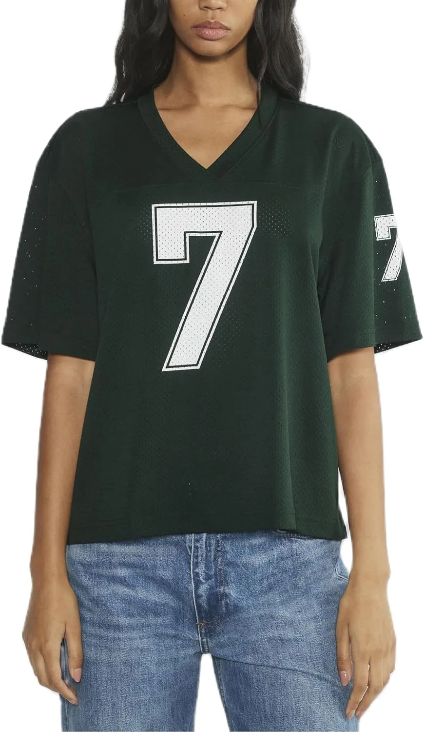 Womens Y2k Graphic Oversized Jersey Tees Summer Short Sleeve Number Graphic Shirts Mesh Grunge Top Coquette Clothes