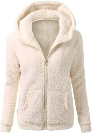 Womens Zip Up Hoodies Lightweight Fleece Lined Fall Winter Coats Comfy Warm Plus Size Sherpa Jackets with Pockets