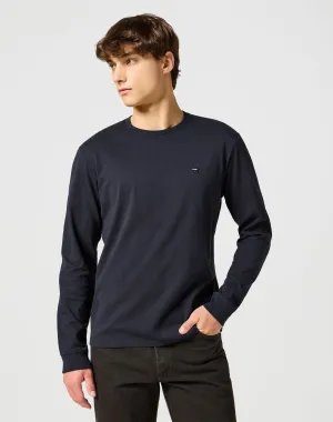 Wrangler Men's Long Sleeve Sign Off Patch Logo T-Shirt In Black