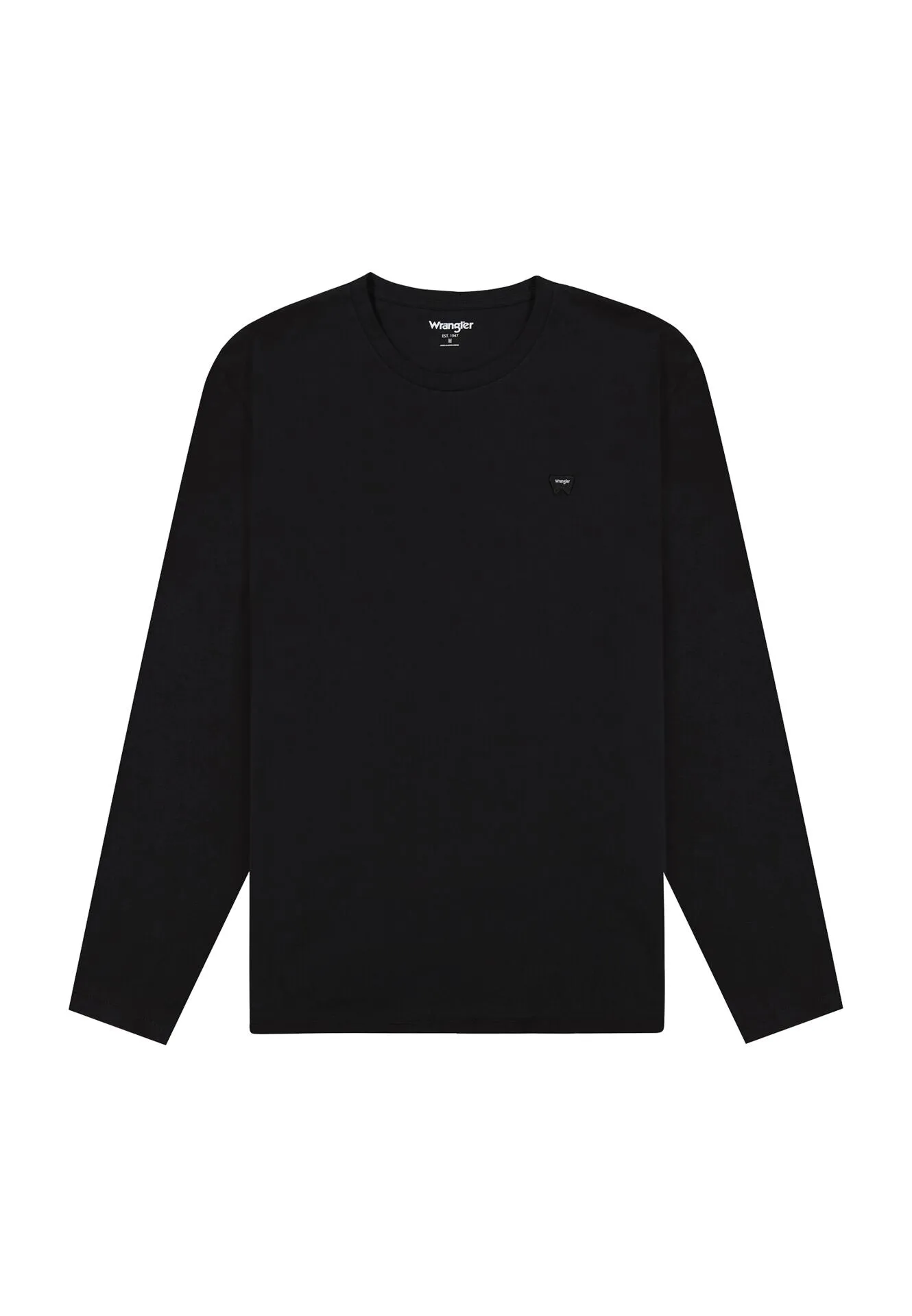 Wrangler Men's Long Sleeve Sign Off Patch Logo T-Shirt In Black