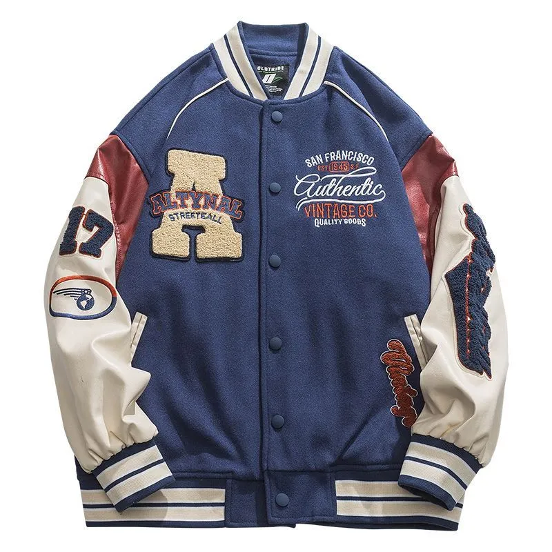 xiangtuibao American letter shape embroidered baseball uniform autumn couple bf jacket men's street loose long-sleeved hooded jacket men