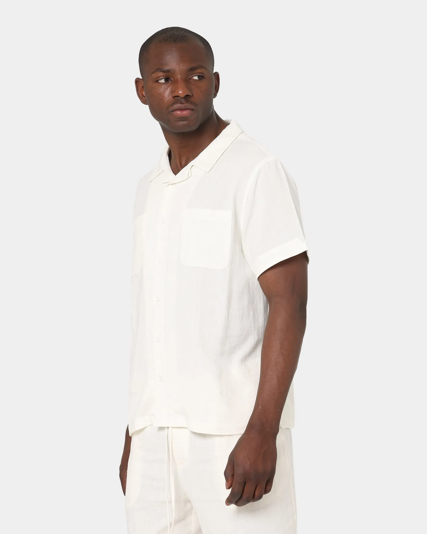 XXIII Striped Cotton Button Up Shirt Organic White