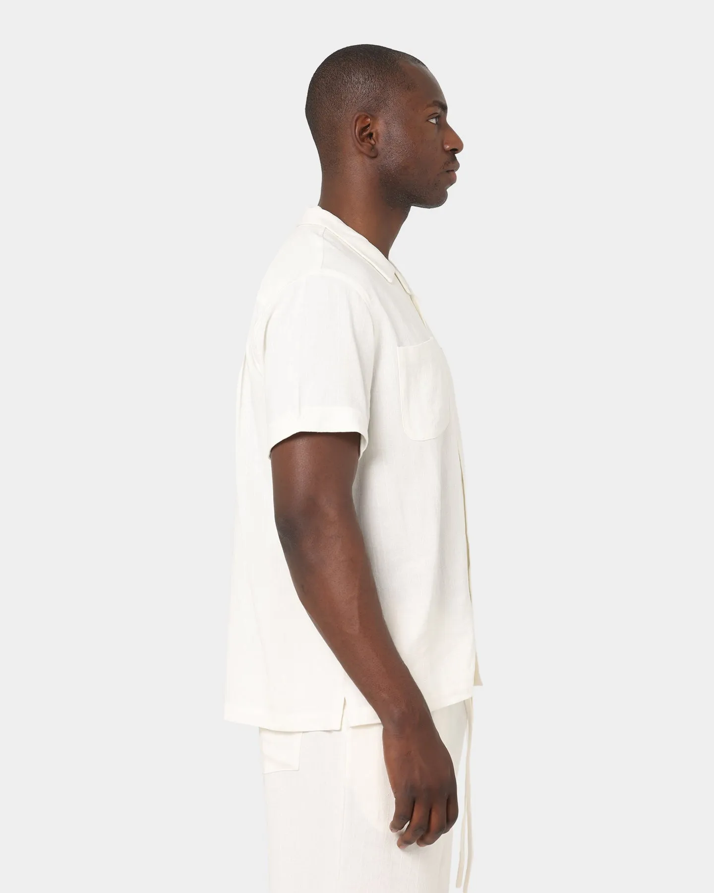 XXIII Striped Cotton Button Up Shirt Organic White
