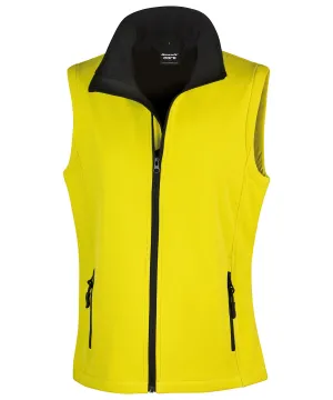 Yellow/Black - Women's printable softshell bodywarmer
