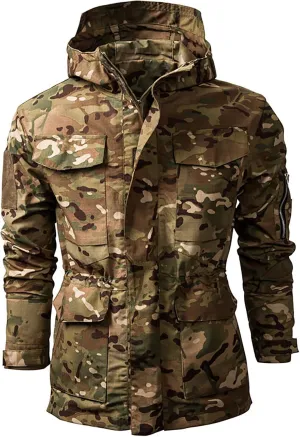 Ymosrh Men's Jacket Coat with Hood Lightweight Waterproof Jacket Raincoat for Hiking Travel Tactical Jackets, S-2XL