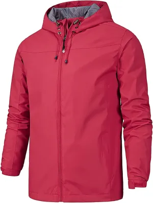 Ymosrh Men's Light Rain Jacket Raincoat With Hood Outdoor Shell Jacket Hiking Windbreaker Coats And Jackets, XL-5XL