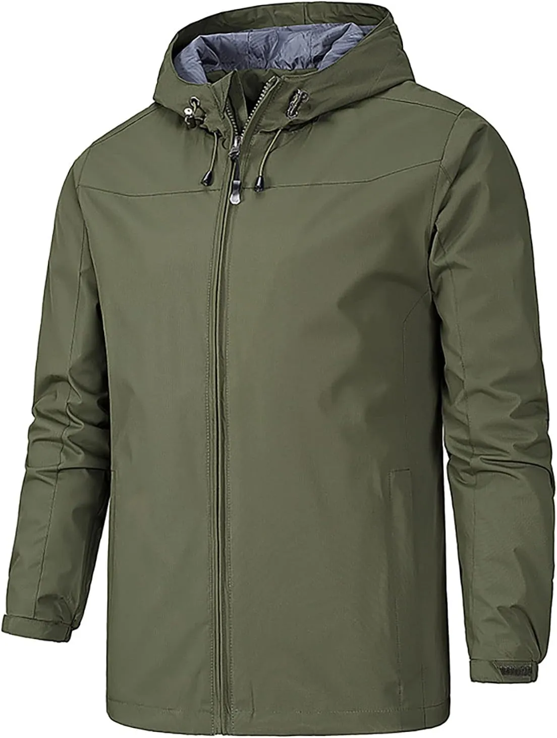 Ymosrh Men's Light Rain Jacket Raincoat With Hood Outdoor Shell Jacket Hiking Windbreaker Coats And Jackets, XL-5XL