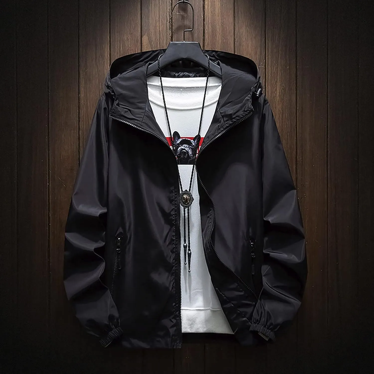 Ymosrh Men's Lightweight Rain Jacket Waterproof Jacket Outdoor Softshell Raincoat Hiking Travel Jacket, M-7XL