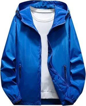 Ymosrh Men's Rain Coats Windproof Jacket Waterproof Lightweight Sport Hooded Windbreaker Raincoat Jacket