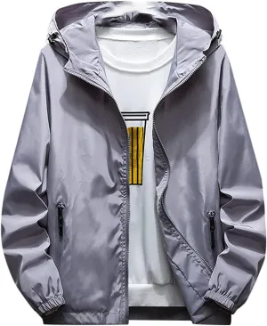 Ymosrh Men's Rain Coats Windproof Jacket Waterproof Lightweight Sport Hooded Windbreaker Raincoat Jacket