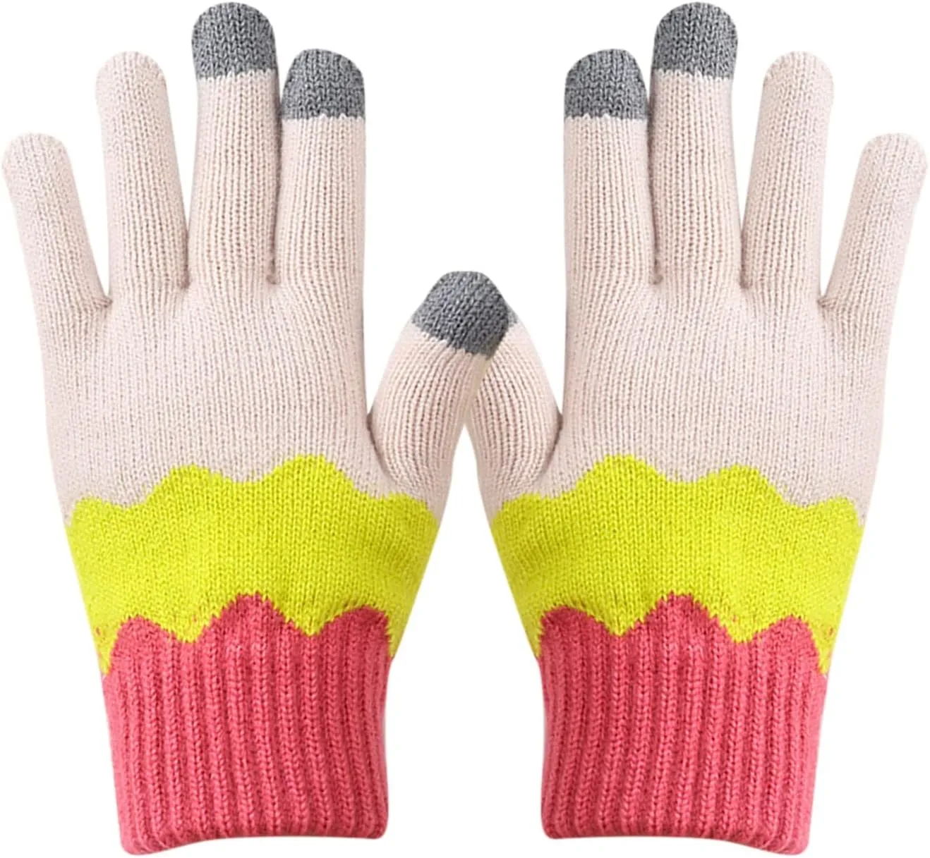 YOLAI Winter Warm Touchscreen Gloves for Men and Women Knit Anti-Slip Glove Hiking Snow Ski Color Mittens