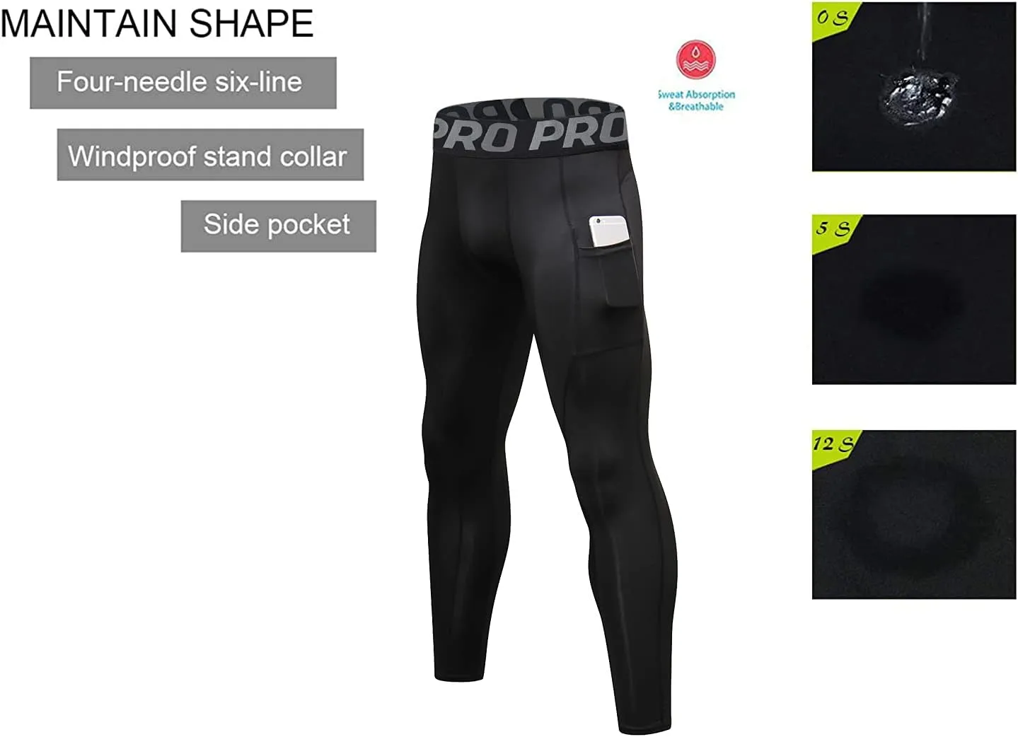 YUSHOW 2 Pack Mens Thermal Pants Men Running Tights Workout Leggings, Thermal Bottoms for Men Sports Compression Base Layer