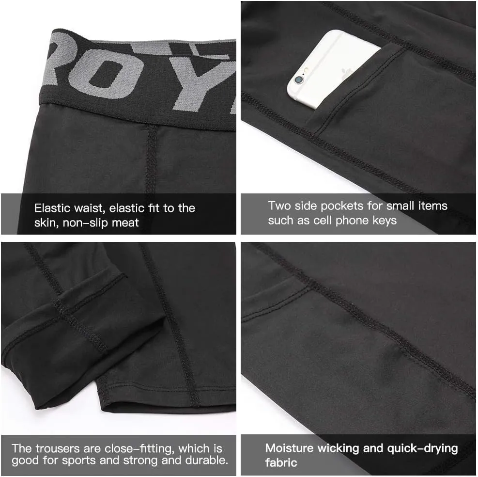 YUSHOW 2 Pack Mens Thermal Pants Men Running Tights Workout Leggings, Thermal Bottoms for Men Sports Compression Base Layer