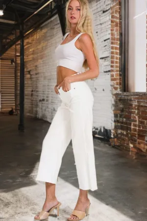 Zenana High Rise Wide Leg Cropped Denim Jeans